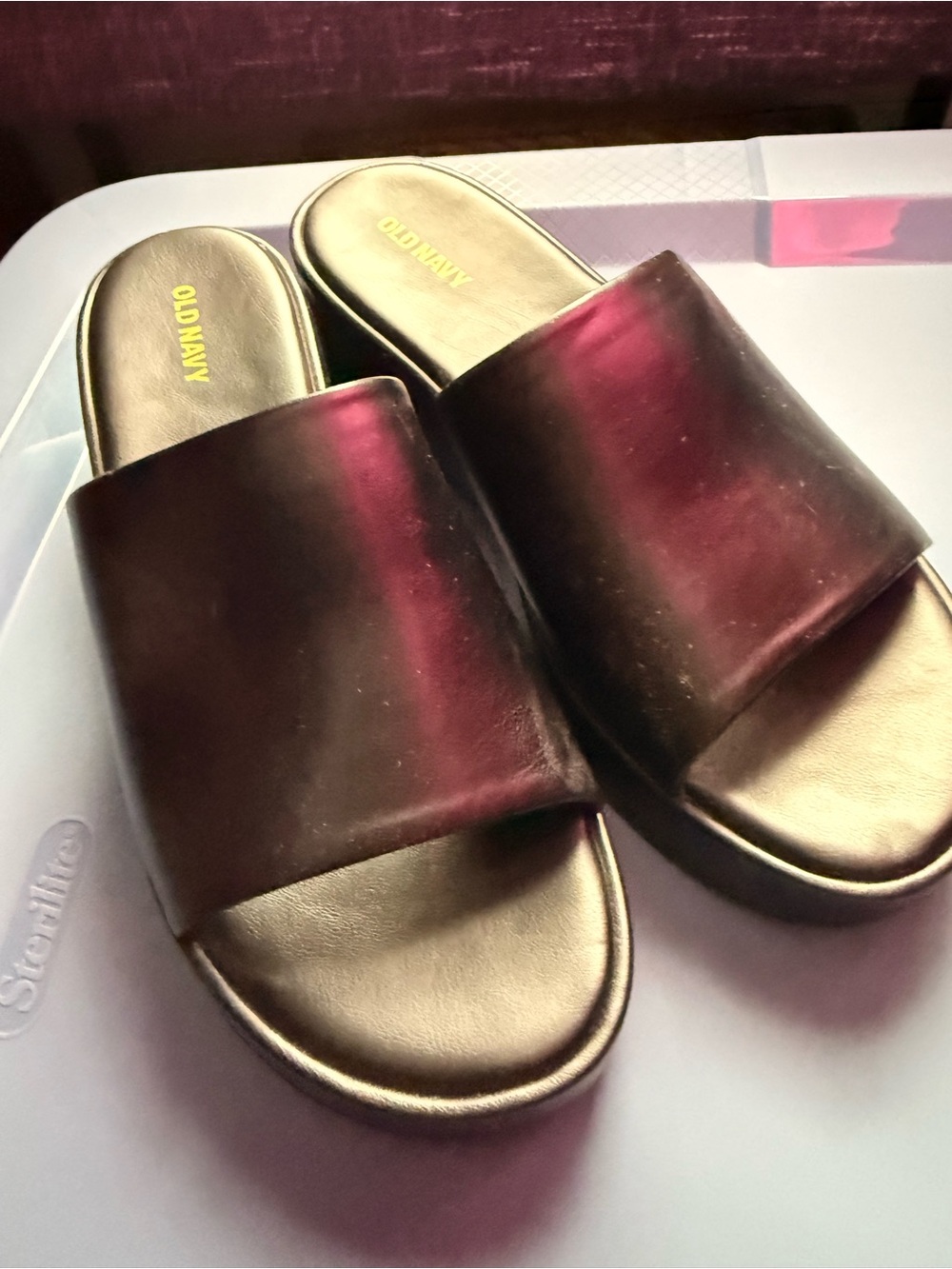 Old Navy Women's Metallic Black Slide Mules